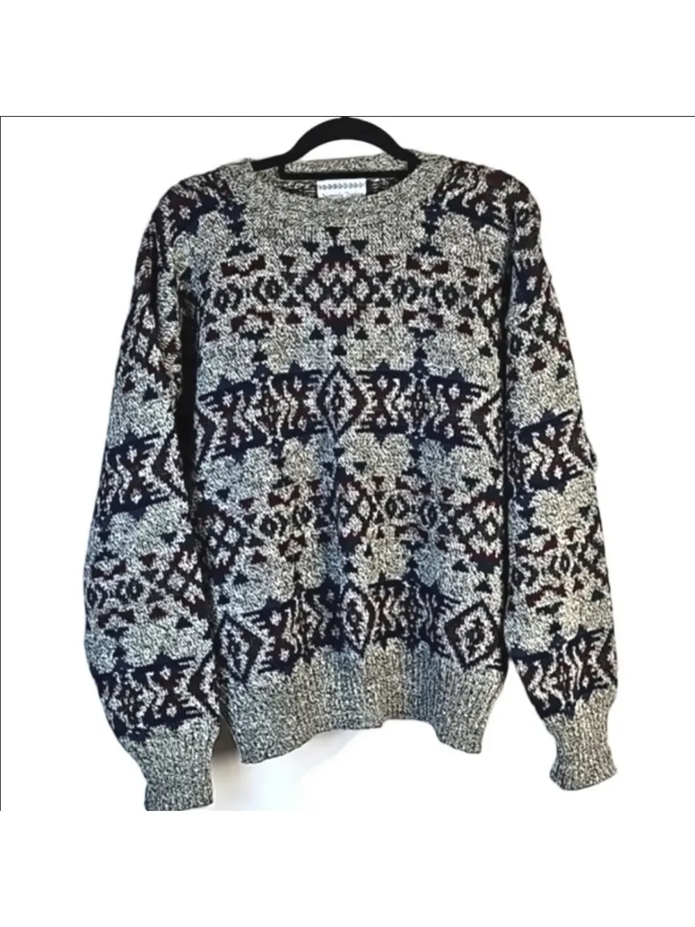 Nomadic Traders 100% Wool Knit Southwest Nordic Crew Neck Pullover Sweater